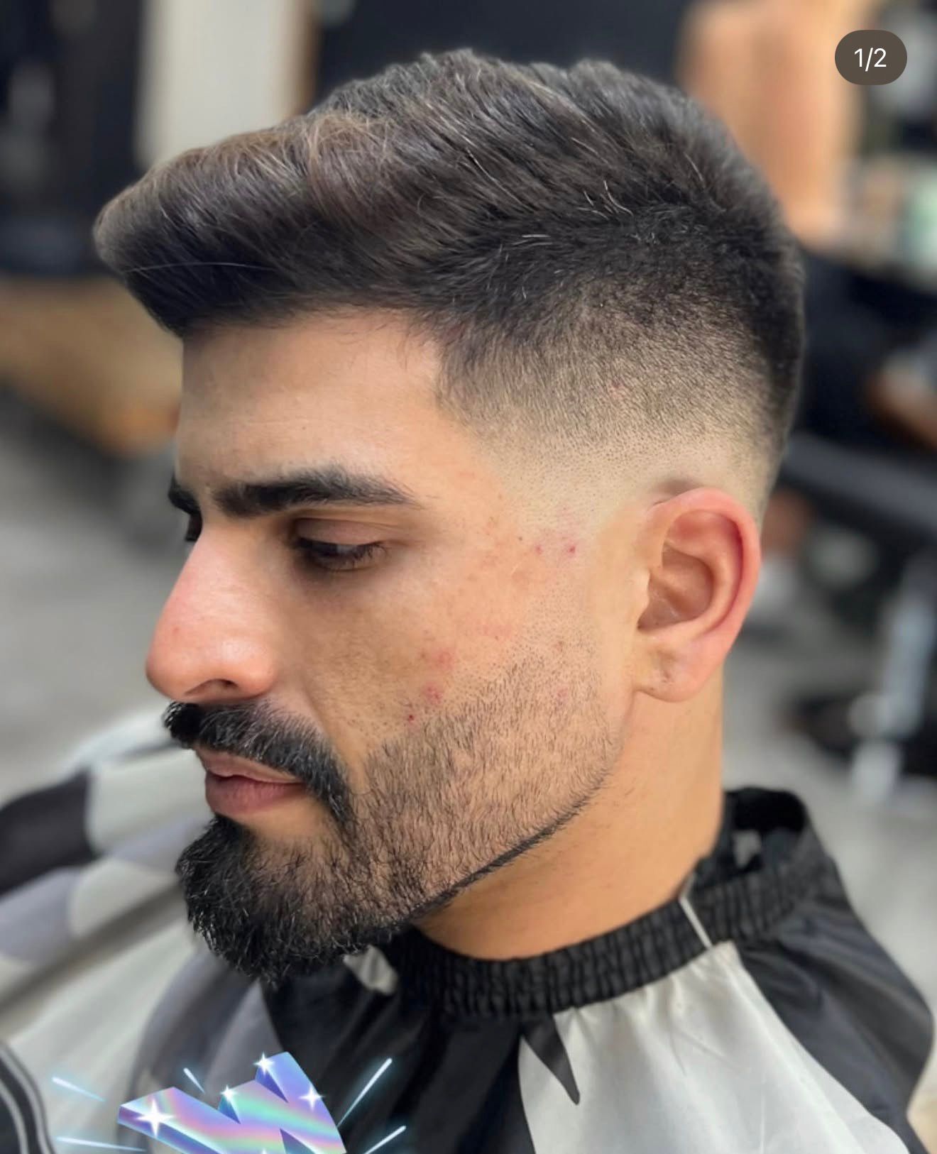 fade נמוך עם עיצוב זקן